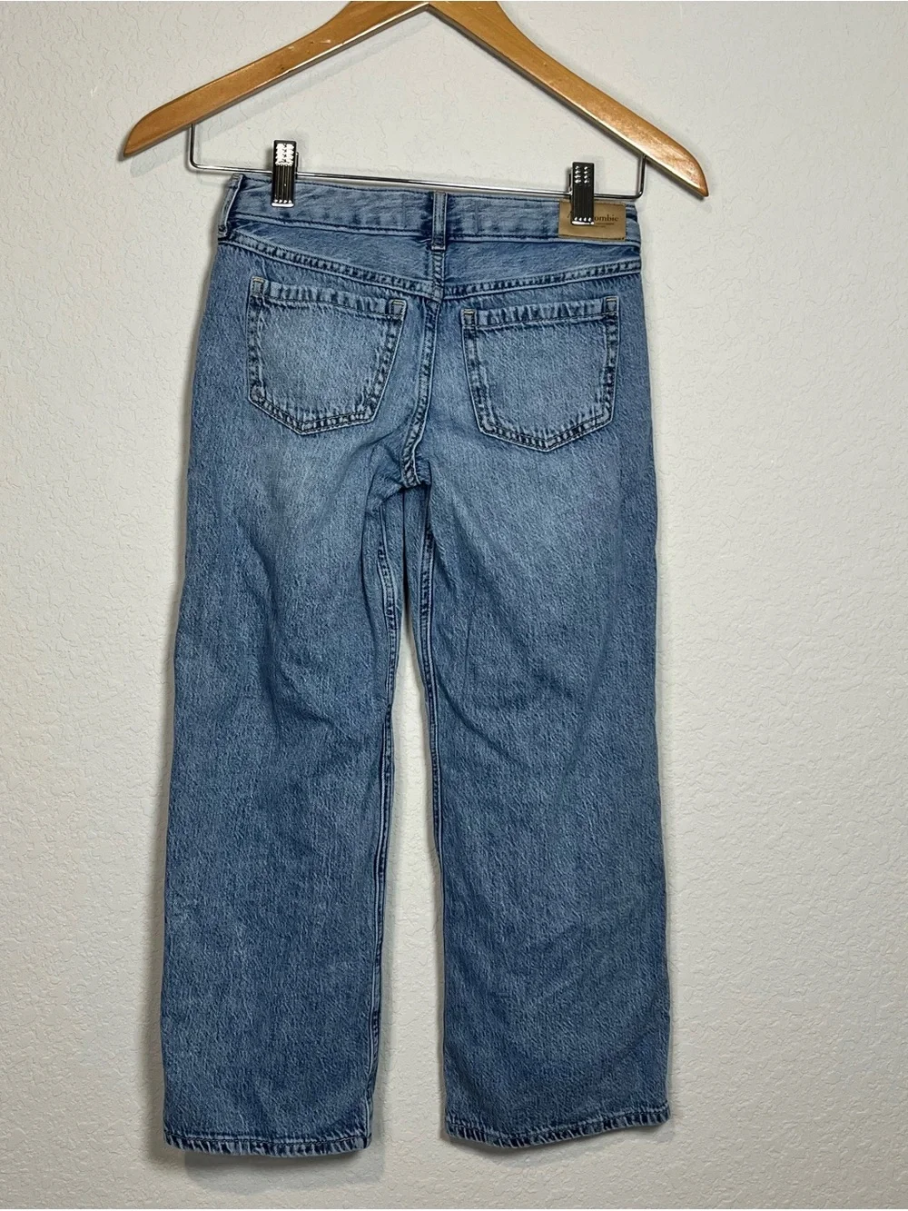 abercrombie kids hearts light blue low rise baggy jeans